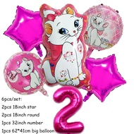 6pcs Marie Cat Theme Aluminum Ballon Girls Birthday Party Supplies The Aristocats Baby Shower Decora