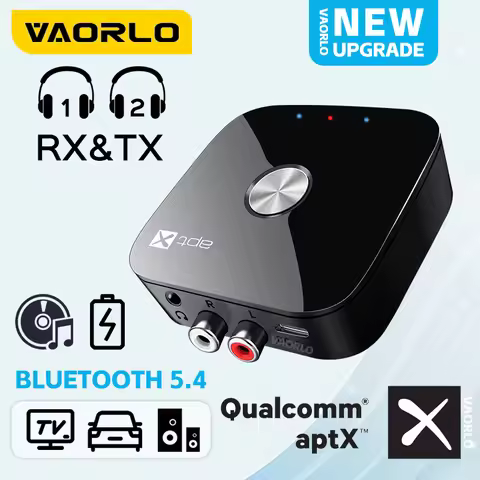 VAORLO Qualcomm Bluetooth 5.4 Receiver Transmitter 3.5mm AUX RCA Jack aptX Adaptive/HD/LL Low Latenc