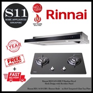 Rinnai RH-S309-GBR-T Slimline Hood Sleek Design with Rectifier Panel + Rinnai RB-7302S-GBS 2 Burner Built-in Hob Tempered Glass Top Plate* BUNDLE DEAL - FREE DELIVERY