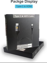 2M 2-in-1 USB Type-C to HDMI TV Video Adapter Cable for Phone / Tablet 4k HD TV  Type C 轉hdmi HDMI 安