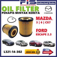 FIS Oil Filter Mazda 3 6 CX7 Ford Escape 2.3 L321-14-302 Penapis Minyak Hitam Kereta