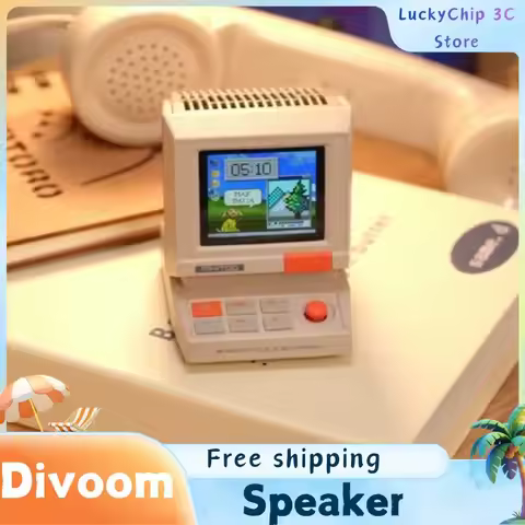 Divoom Ditoo MiniToo Retro Bluetooth Speaker - Portable Pixel Display Music Box with DIY Computer St