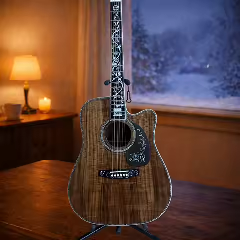 The New D-45 Missing Corner Design Acoustic Guitar with 6 Strings KAO Wooden Body Is Suitable As A H