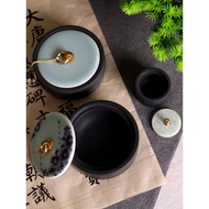 Guangzu Calligraphy Inkstone Natural Rough Stone with Lid Inkstone Pond Scholar Inkstone Inkstone In