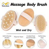 【SG】Wet and Dry Body Brush with Soft Bristles Exfoliator Cleaning Brush Shower Body Brush Massage Bo