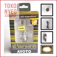 Lampu Depan Motor Cahaya Kuning Ayoto Led M2A H6 Ac Dc Matic Bebek -