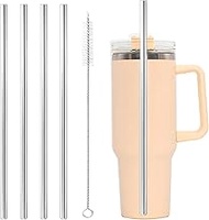 Metal Straw Set, 5 Pieces, Stainless Steel Straws, 30 cm Long Straws, 4 Straws Straight with Cleanin