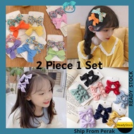 AIDA 2Pcs Dopamine Pure Color Floral Ribbon Hair Clip Bowknot Hairpin Women Girl Baby Sweet Hair Acc