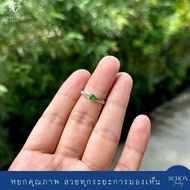 3AC-44.3L-JA.IM แหวนหยกจักรพรรดิแท้ ตัวเรือนเงิน925 ชุบเคลือบ White Gold ประดับเพชรสวิส(CZ) หยกพม่าแ