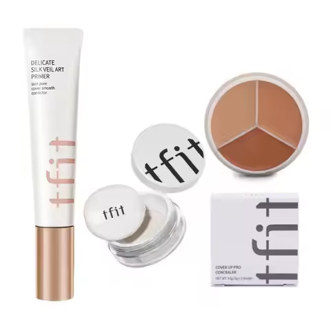 TFIT Makeup Face Primer Set 3-color Concealer Palette Invisible Pore Light Oil-Free Base Cover Smoot