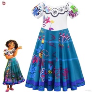 SL4 Disney Encanto Cartoon Movie MIRABEL Cosplay Costume for Children Girls Summer Halloween Party P