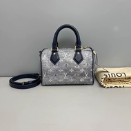 LV路易威登 Speedy20老花炫彩牛仔枕頭包 芯片款