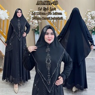 AJE ZAS- Abaya-40 Black Syar'i Hijab Set Ceruti Material BabyDoll Dress for Adult Muslim Women