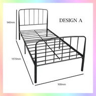 Single Metal Bed Frame (Black / Silver / White Colour Bedframe)