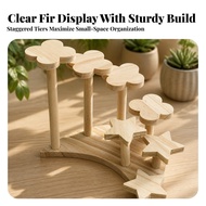 Desktop Riser Shelf Sturdy Fir Wood Tiered Display Rack Collectible Display Shelf with Elevated Plat