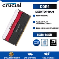 Crucial 8GB DDR4 Ballistix,หน่วยความจำเกมส์ PC 1.2V หน่วยความจำสำหรับเดสก์ท็อป16GB 2666MHz 3200MHz 3