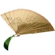 Anime Demon Slayer Douma Golden Fan Cosplay Props Kimetsu No Yaiba Folding Fan Tassel Elegent Flower