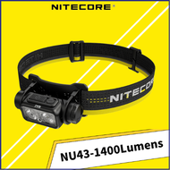NITECORE NU43 1400Lumens Rechargeable Headlamp Battery Built-in 3400mAh Li-ion Battery Beam color White+Red Light