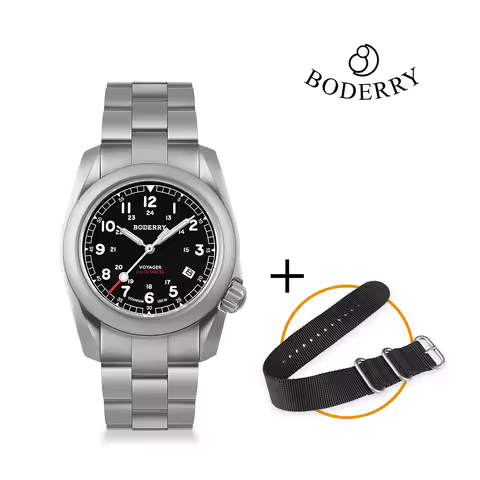 Boderry Voyager Field Watch Titanium Automatic Dive Wristwatch 100M Waterproof Titanium Bracelet For