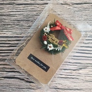 【迷你花圈手工卡】木質卡片 聖誕卡片