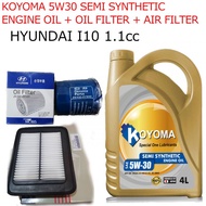 HYUNDAI i10 1.1 AIR FILTER + OIL FILTER + KOYOMA 5W30 SEMI SYNTHETIC ENGINE OIL