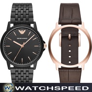 Emporio Armani AR80021 Black Dial Interchangeable Case and Bracelet  Men's Watch Set