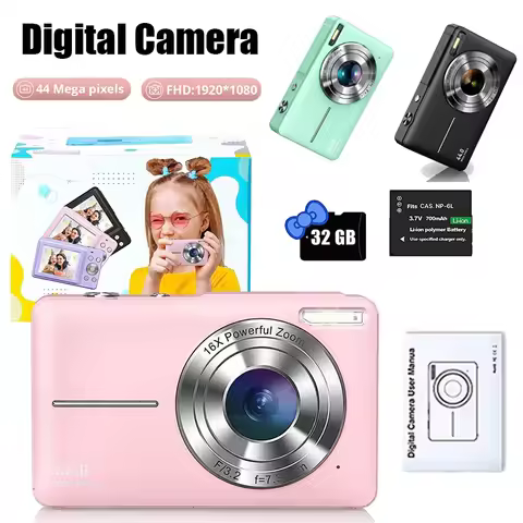 Digital Camera Children Camera for Children Camcorder with 16x Zoom Compact Cameras 1080P 44MP Camer