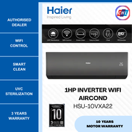 HAIER (AUTHORISED DEALER) 1HP 5 STAR INVERTER AIR COND WITH WIFI HSU-10VXA22 - HAIER 3 YEARS WARRANT