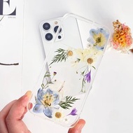 淡藍花園花手作押花手机壳 适用于iPhone Samsung Sony全系