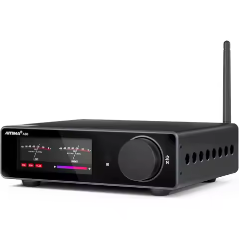 HiFi Bluetooth 5.0 Amplifier DAC Stereo Audio Receiver with VU Meter Digital Inputs USB Optical Coax