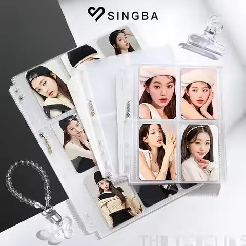 SINGBA 10pcs Clear Sheets Sleeve Acid Free-No CPP Loose-Leaf Pages for A5/A4 Binder 4/9grid Pocket 3