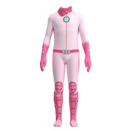 Princess Peach Jumpsuit Cosplay Costume Adults Kids Superhero Woman Girls Zentai Bodysuit Birthday P