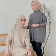 Butikchlaris - Laika Knit Batwing Knit Top Long Sleeve Batwing Top with Gold Buttons