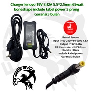 LENOVO 19V 3.42A 5.5*2.5mm 65W Black BoneShape Fit Y710 Y650 Adapter 3 Month Warranty Includes 3Pron