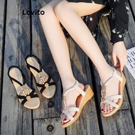 Lovito Boho Plain Beaded Wedges for Women LFA66328