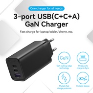 VENTION GaN 3-Port PD Fast Charging Charger Head Adapter (1 USB A + 2 Type C) - FED