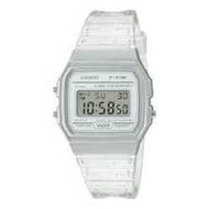 CASIO F91W Milk White Transparent Square Digital Watch, Retro Square Transparent Resin Strap, Backli