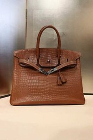 Hermes Birkin 35 鱷魚皮手袋 啡色