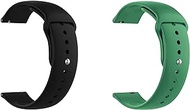 ONE ECHELON Quick Release Watch Band Compatible With Citizen AW1361-10H Eco-Drive Avion Silicone Watch Strap with Button Lock, Pack of 2 (Black and Green)