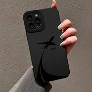 Black Airplane Takeoff Painted Anti-Fall Phone Case With Precise Cutouts And Straight Edges, 3D Cart