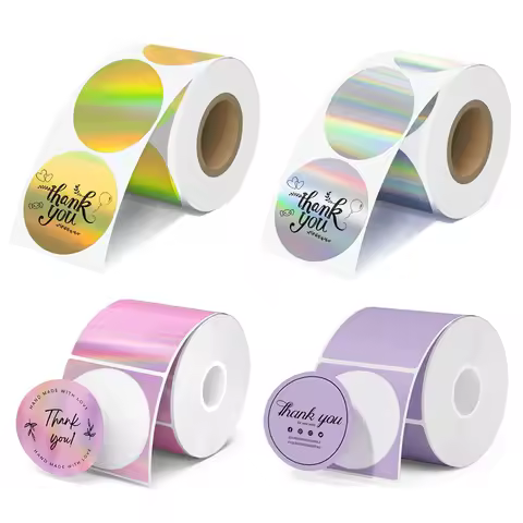 M110/M200/M220 Holographic Laser COLOR Round 50x50mm Sticker DIY Seal Labels for Phomemo M120 E210 M