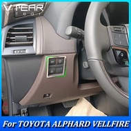 Vtear For New Toyota Alphard Vellfire 2023 2024 Car Headlight Control Button Decorative Frame (Black, Silver, Carbon Fiber Pattern) Automotive Interior Modification Accessories