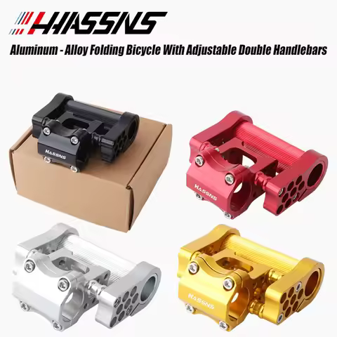 HASSNS Adjustable Aluminum Alloy Dual Bike Stem for Dahon Folding Bike 412/SP8 Black/Red/Silver/Gold