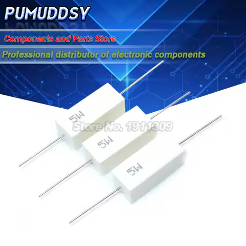 10PCS 5W Cement resistance 0.1 ~ 10k ohm 5% 0.22 0.33 0.5 1 10 100 1K 10K ohm 0.1R 0.22R 0.33R 0.5R 