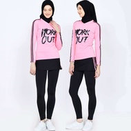 Setelan Baju Senam Olahraga Zumba Legging Rok Span