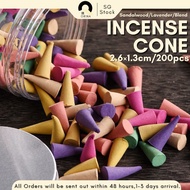 [SG] 200PCS Incense Cone Mix Natural Cone Conical Incense Burner Cone Sandalwood Lavender Pagoda Inc