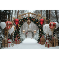 【Big Spade】 Winter Snowy Forest Christmas Backdrop Town Garland Arch Balloons Gifts Magical Xmas Pho