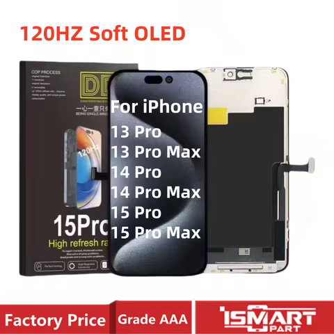 120HZ Soft OLED For iPhone 15 Pro Max 15Pro 13 Pro LCD Display 3D Touch Screen Digitizer Assembly Hi