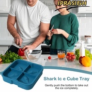 IPRASI6H Shark Ice Cube Molds, 4 Hole Easy Demoulding Ice Tray,  Silicone Food-Grade Popsicle Mold S