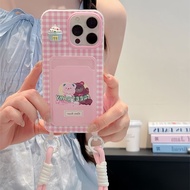 Grid Card Holder Lanyard Bear Fancy Soft Case hp Oppo C75 C75x Note 60 60x Reno 13F 13 A60 Realme C6